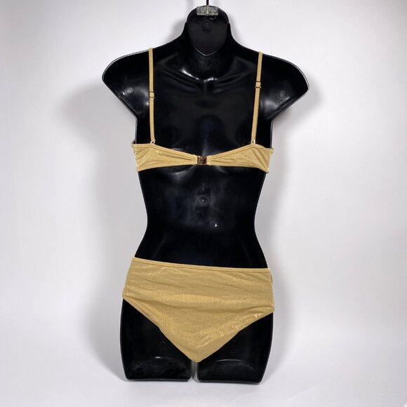LOUIS VUITTON Gold Lurex S/S 2006 Bikini with Gold Charms - Picture 2 of 14